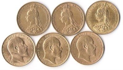 Lot 165 - GB: A group of six sovereigns