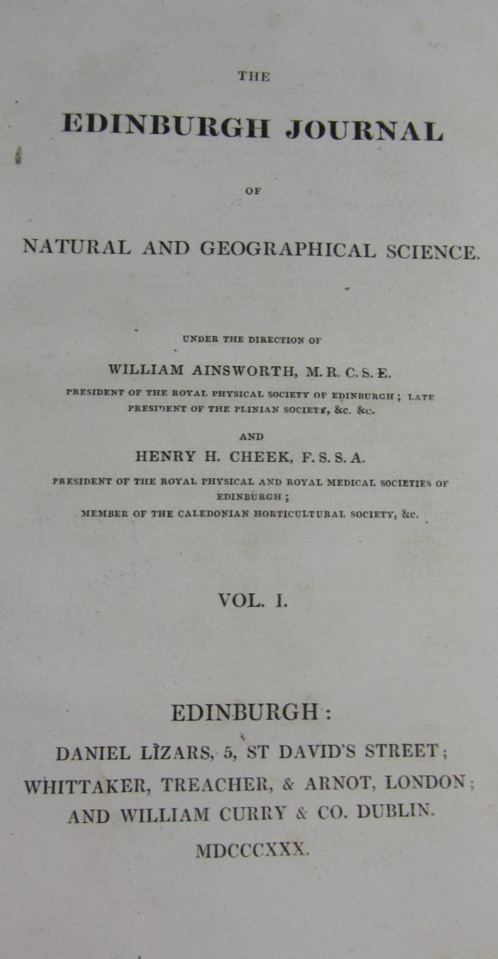 Lot 183 - Edinburgh Journal of Natural and Geographical Science