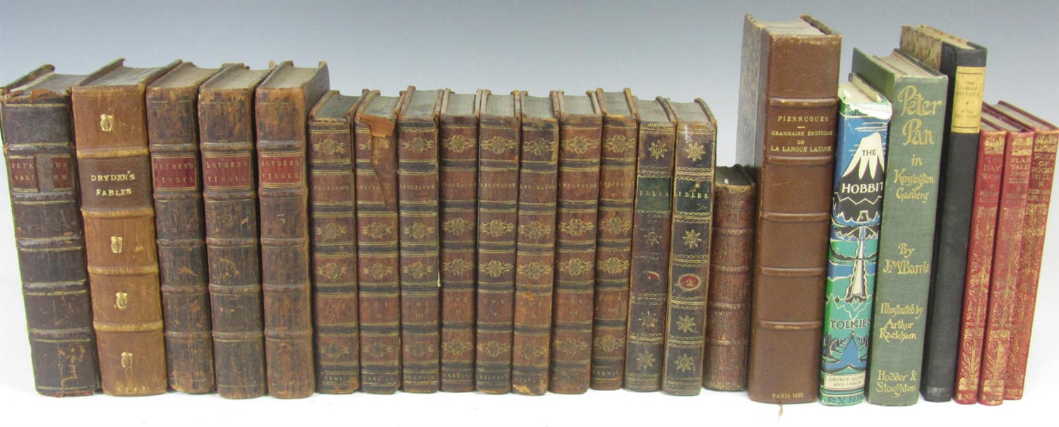 Lot 103 - A collection of leather bound and children's books, including The Spectator