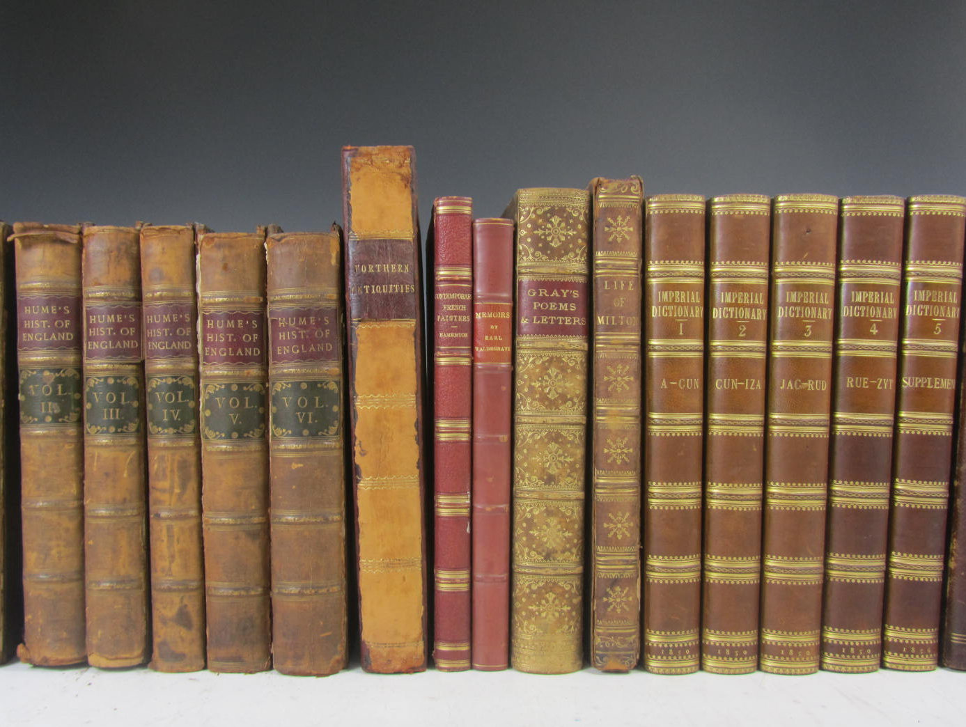 Lot 32 - Leather bindings, quartos, a quantity, including Hume, David