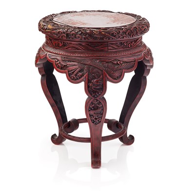 Lot 101 - CARVED CINNABAR LAQUER STAND