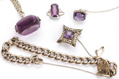 Lot 148 - A collection of amethyst set jewellery