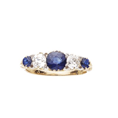 Lot 151 - An early 20th century sapphire and diamond set five stone ring