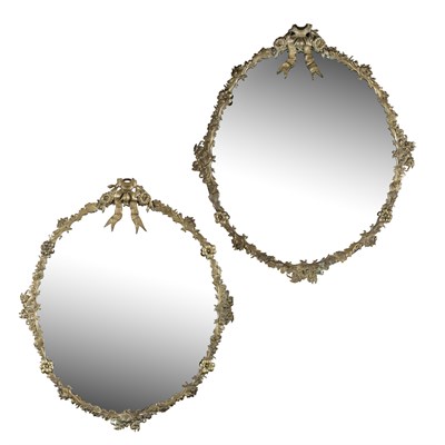 Lot 13 - A PAIR OF FRENCH GILT BRASS MIRRORS