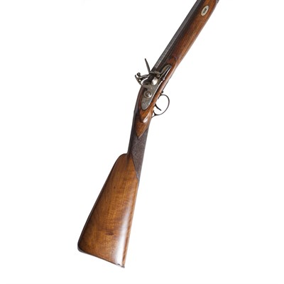 Lot 129 - A FLINTLOCK SINGLE BARRELLED SPORTING GUN
