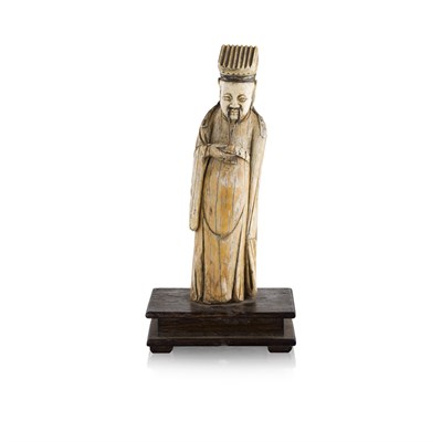 Lot 108 - CARVED IVORY FIGURE OF A SCHOLAR