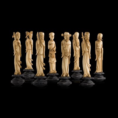Lot 125 - SET OF EIGHT IVORY FIGURES OF IMMORTALS