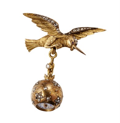 Lot 54 - A gold and diamond set pendant watch