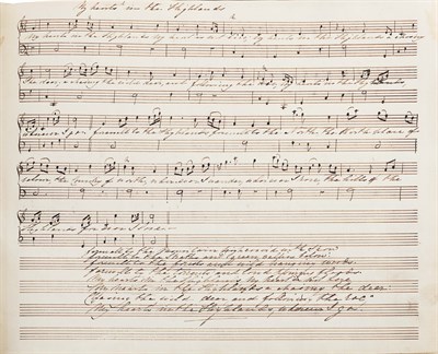 Lot 11 - Jacobite and Scottish manuscript folk music, including words by Robert Burns, early 19th century