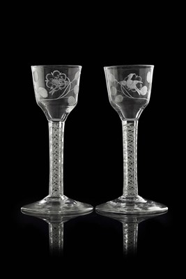 Lot 108 - A pair of 18th century Jacobite wine glasses