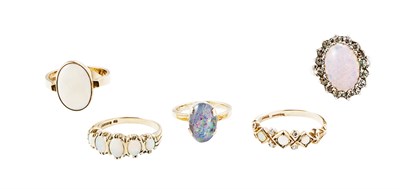 Lot 170 - A collection of opal set rings