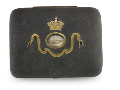 Lot 86 - A mid Victorian velvet casket, set with a memoriam locket of Mary Queen of Scots hair