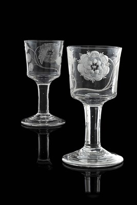 Lot 59 - A scarce pair of large Jacobite ale glasses