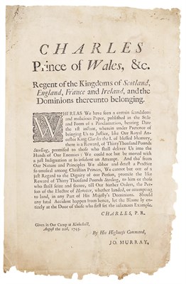 Lot 66 - Handbill - Offering a reward for the apprehension of George II