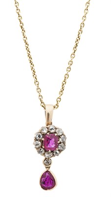Lot 125 - A ruby and diamond set pendant
