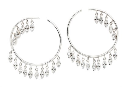Lot 76 - A pair of diamond set hoop earrings
