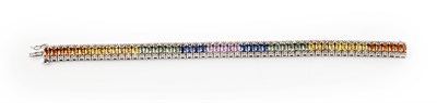 Lot 112 - A multi-coloured sapphire set bracelet