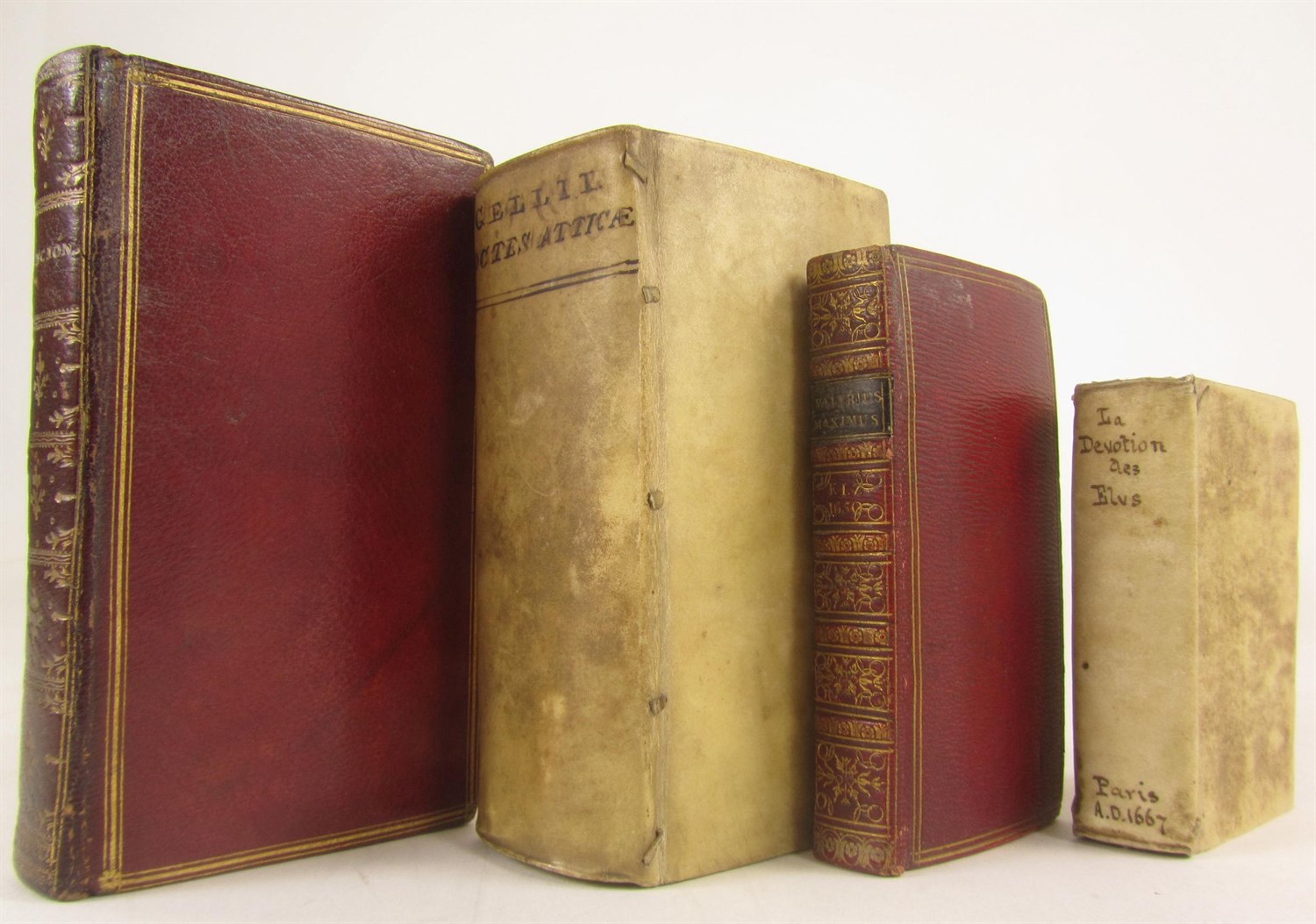 Lot 106 - Four 17th century books, 2 in red morocco, including Veratius, J.