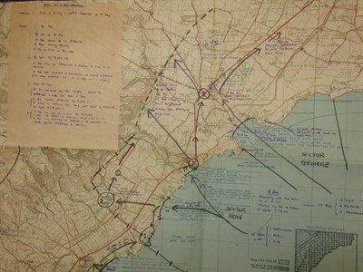 Lot 47 - "Operation Husky", amphibious invasion of Sicily by the British Eighth Army & General Montgomery - annotated Second World War Allied Invasion maps and documentation