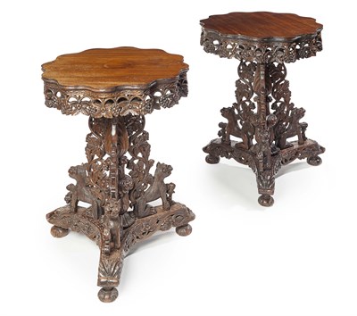 Lot 74 - PAIR OF INDIAN ROSEWOOD OCCASIONAL TABLES...