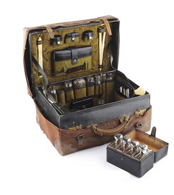Lot 128 - VICTORIAN LEATHER DRESSING CASE