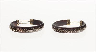 Lot 29 - A pair of 19th century tortoiseshell earrings