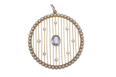 Lot 49 - A Belle Epoque pearl and sapphire set pendant