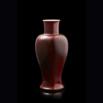 Lot 89 - LANGYAO COPPER-RED GLAZED BALUSTER VASE, GUAN YIN PING