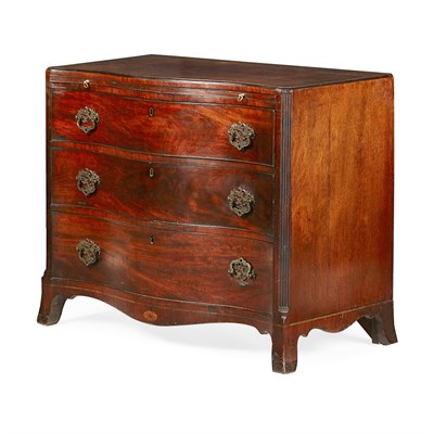 Lot 66 - GEORGE III MAHOGANY SERPENTINE CHEST OF DRAWERS