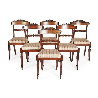 Lot 127 - SET OF SIX REGENCY GONCALO ALVES DINING CHAIRS, IN THE MANNER OF GILLOWS OF LANCASTER