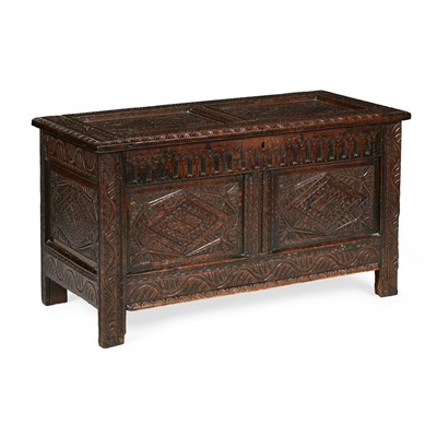 Lot 4 - ENGLISH CARVED OAK CHEST