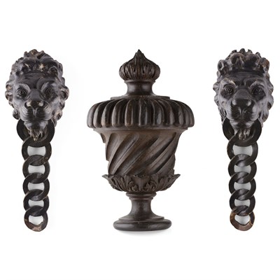 Lot 13 - THREE CARVED AND STAINED WOOD ARCHITECTURAL ELEMENTS