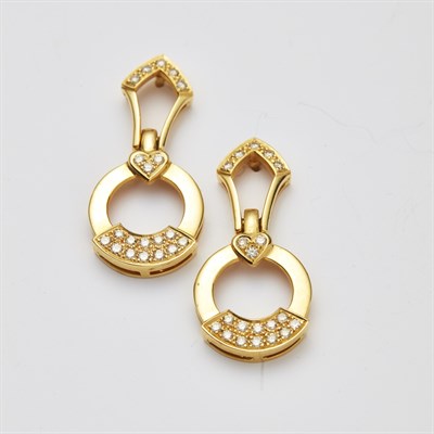 Lot 131 - A pair of diamond set pendant earrings