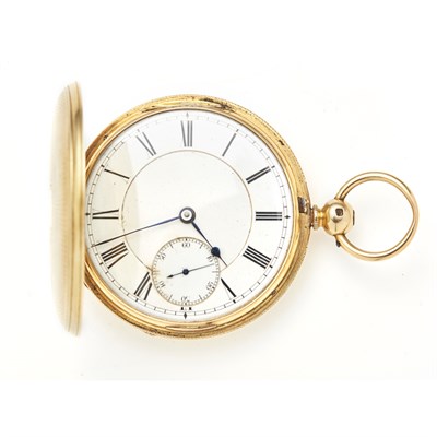 Lot 145 - A gentleman's 18ct gold hunter cased pocket watch
