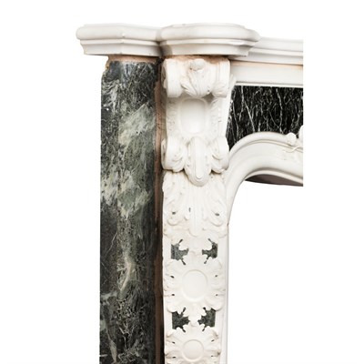 Lot 235 - VERY FINE LATE GEORGE II CHIMNEYPIECE OF STATUARY MARBLE INSET WITH PANELS OF VERDE ANTICO