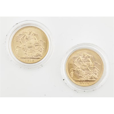 Lot 13 - G.B. - A cased pair of WWI sovereigns