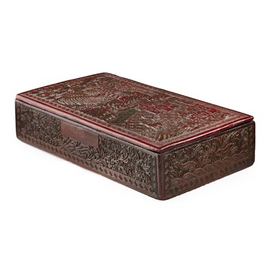 Lot 23 - CINNABAR LACQUER BOX AND COVER