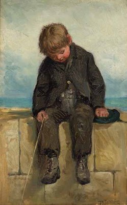 Lot 7 - ROBERT JOBLING (1841-1923) THE YOUNG FISHERMAN...