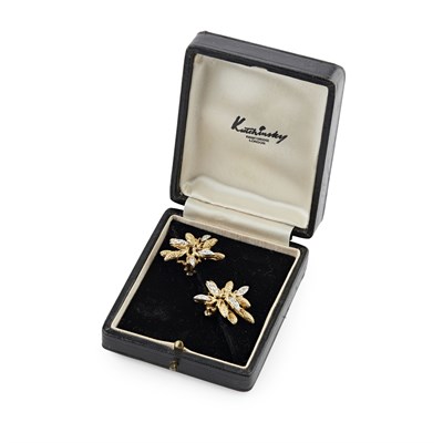 Lot 79 - A pair of 18ct gold diamond set earrings, Kutchinsky