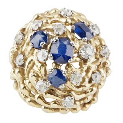 Lot 77 - A 1970s 18ct gold sapphire and diamond set ring, John Donald