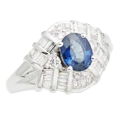 Lot 50 - A sapphire and diamond set ring