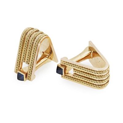 Lot 93 - A pair of French sapphire cufflinks, Boucheron