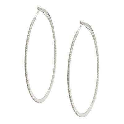 Lot 44 - A pair of contemporary diamond set hoop earrings