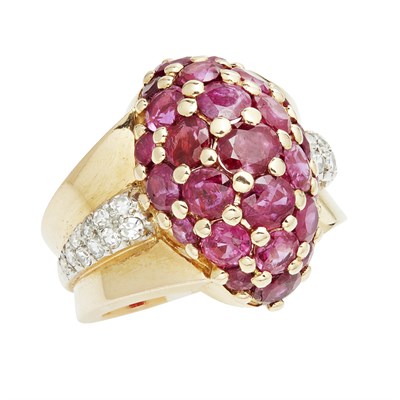 Lot 35 - A 1940s ruby and diamond dress ring, Gubelin