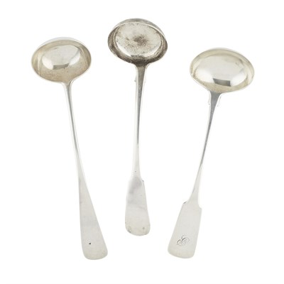 Lot 264 - ELGIN - A GROUP OF THREE SCOTTISH PROVINCIAL TODDY LADLES