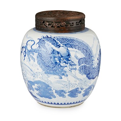 Lot 144 - BLUE AND WHITE OVOID JAR
