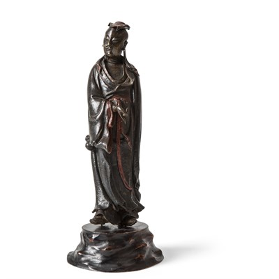 Lot 63 - LACQUERED BRONZE FIGURE OF LÜ DONGBING