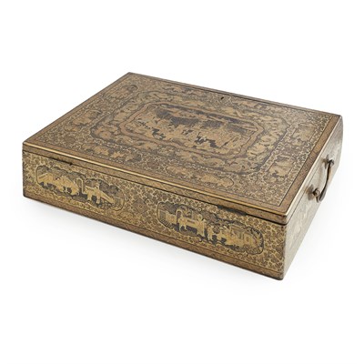 Lot 1 - CANTON LACQUER WRITING BOX AND HINGED COVER