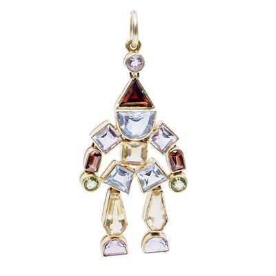 Lot 209 - An articulated multi-gem set pendant