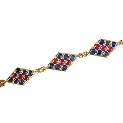 Lot 86 - A ruby and sapphire set bracelet